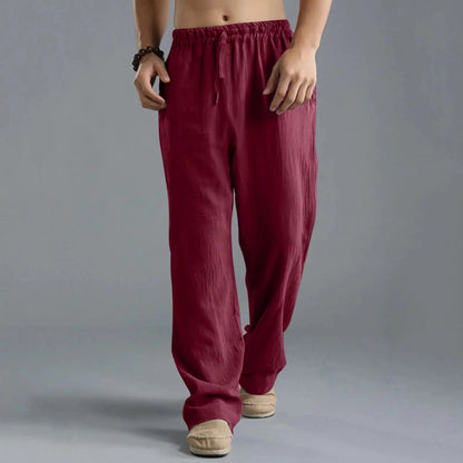 Men's Cotton Linen Straight Leg Pants – Lightweight Casual