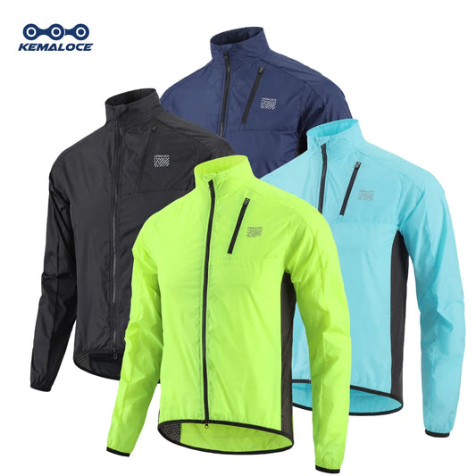 Kemaloce Men's Windproof Cycling Jacket – Ultralight Long Sleeve Bike Jersey