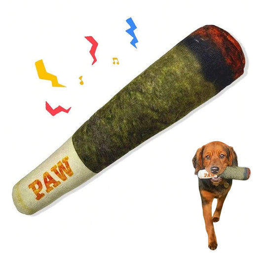 Squeaky Dog Chew Toy Funny Cigar Design Plush Interactive Pet Toy