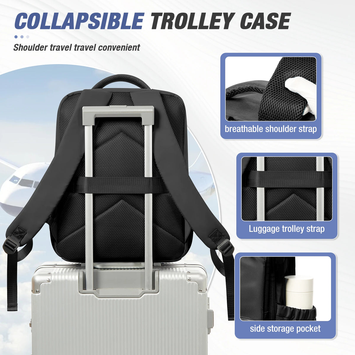 Vacuum Compression Cabin Backpack 40x30x20 with Laptop Sleeve