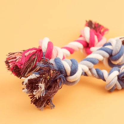 Cotton Rope Dog Chew Toy – Double Knot Tug & Bite