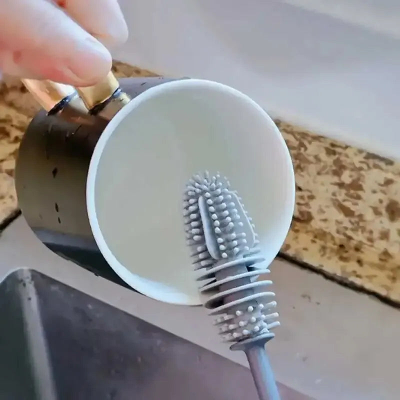 Silicone Bottle Cleaning Brush with Long Handle for Cups & Thermos
