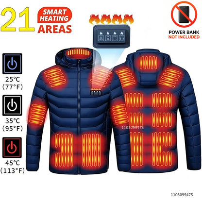 USB Heated Jacket with Up to 25 Heating Zones