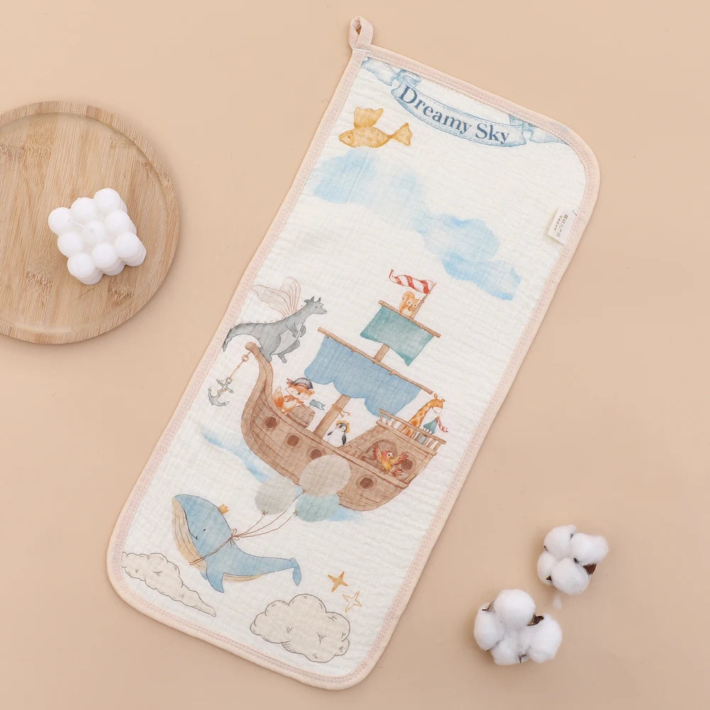 6-Layer Muslin Baby Burp Cloth & Face Towel – Soft Cotton Gauze