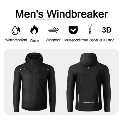 Men's Winter Cycling Windbreaker Jacket with Hood