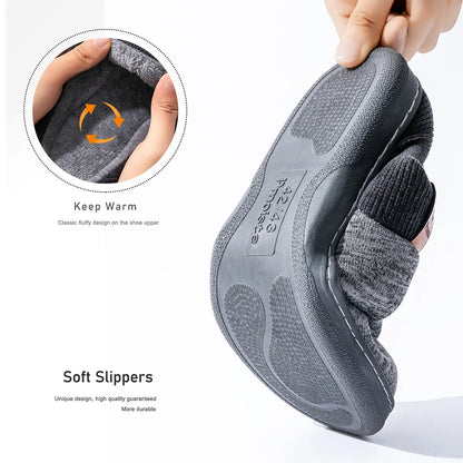 Men's Knitted Indoor Slippers with Anti-Slip TPR Sole