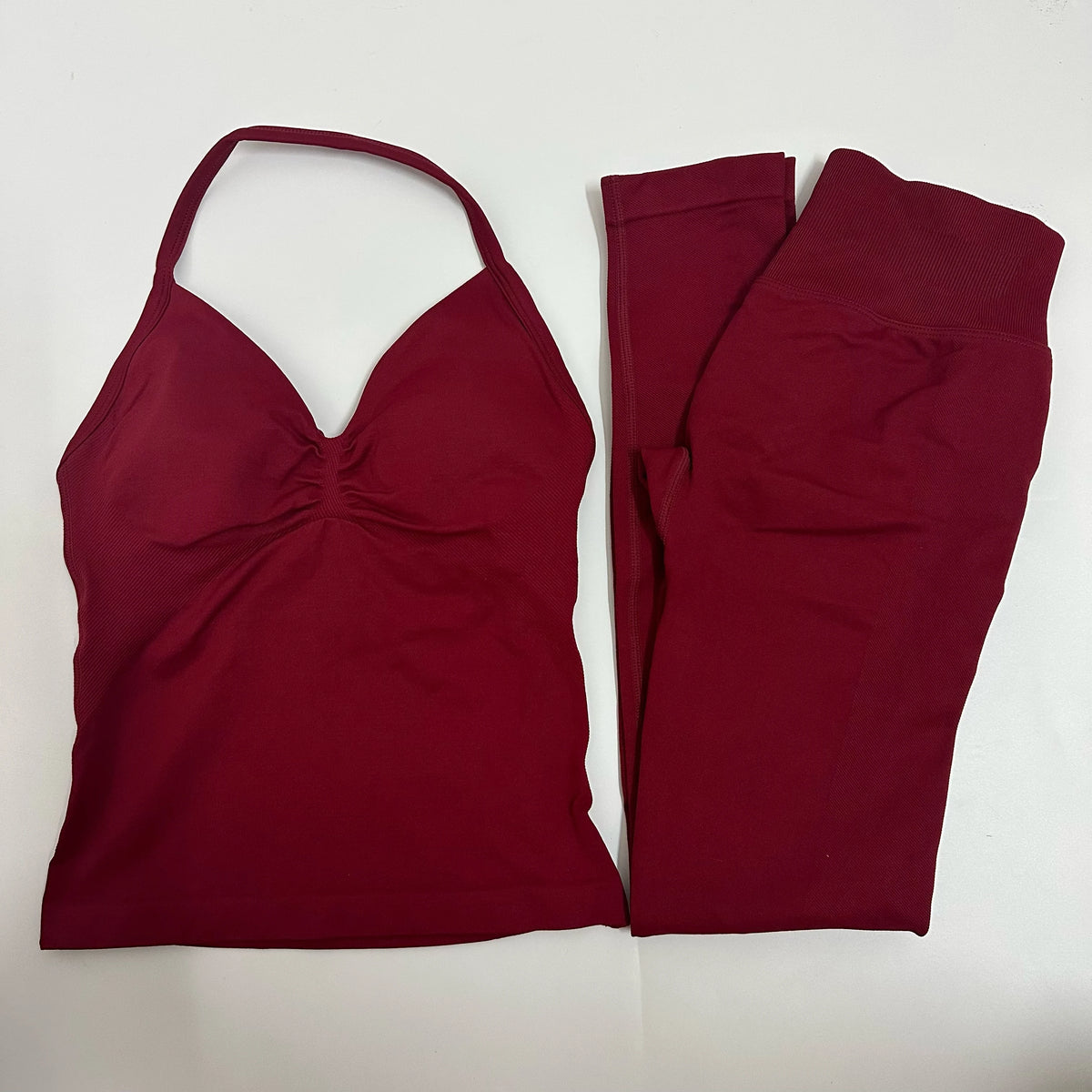 Women's 2-Piece Yoga Set – Backless Tank Top & Scrunch Leggings