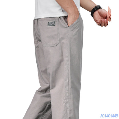 Men's Plus Size Relaxed Fit Casual Pants – Elastic Waist Cotton Trousers