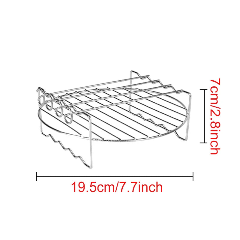 Air Fryer Rack – Stainless Steel Grill & Baking Rack with Skewers