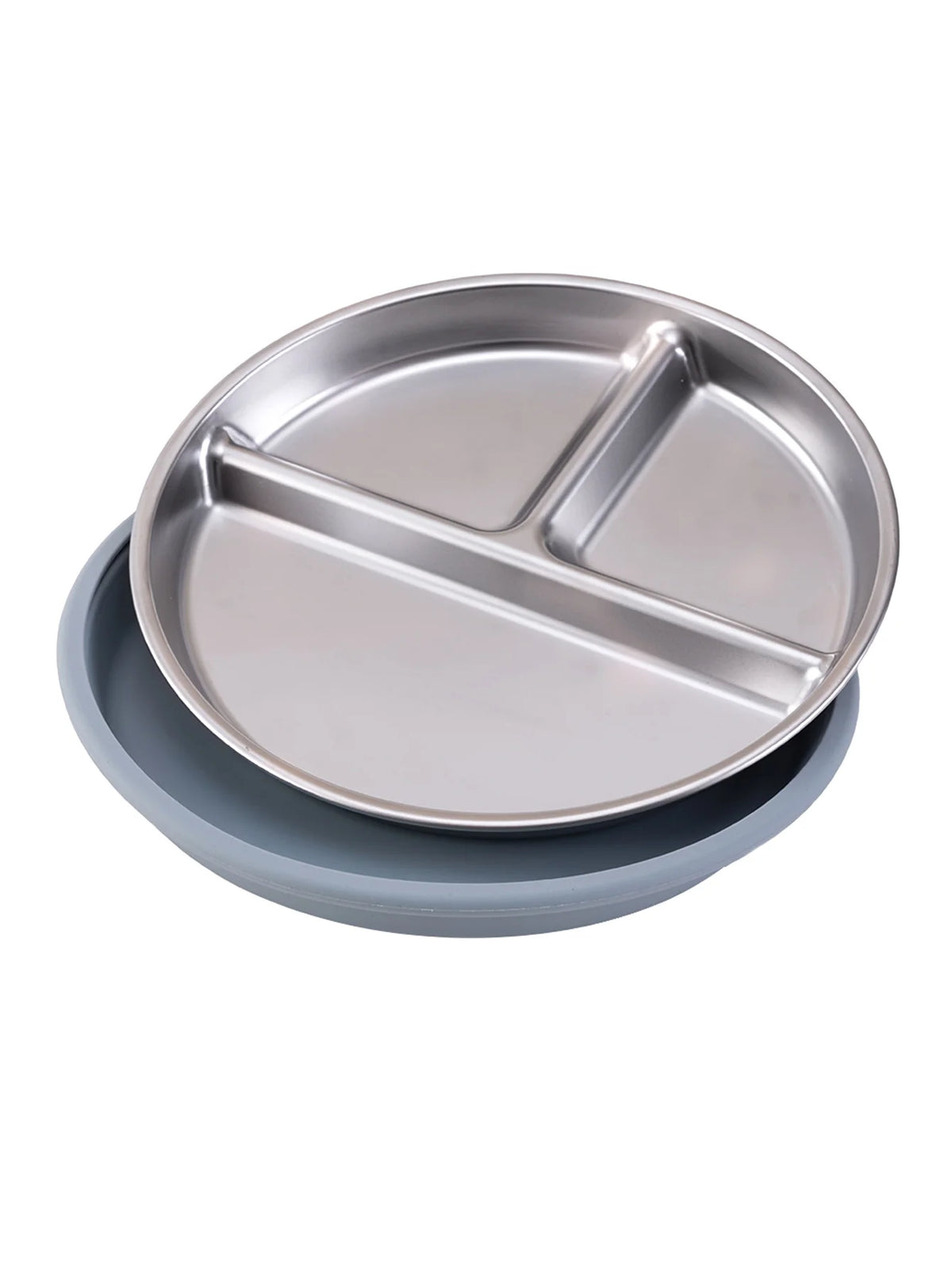 Baby Suction Divided Plate – Stainless Steel with Silicone Base