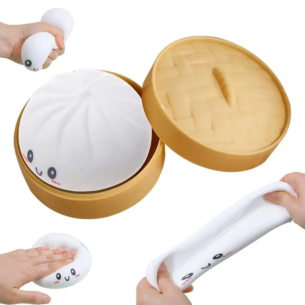 Dumpling Squishy Stress Ball – Fidget Sensory Toy with Steamer