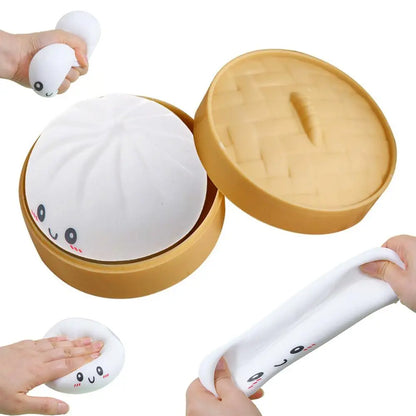 Dumpling Squishy Stress Ball – Fidget Sensory Toy with Steamer