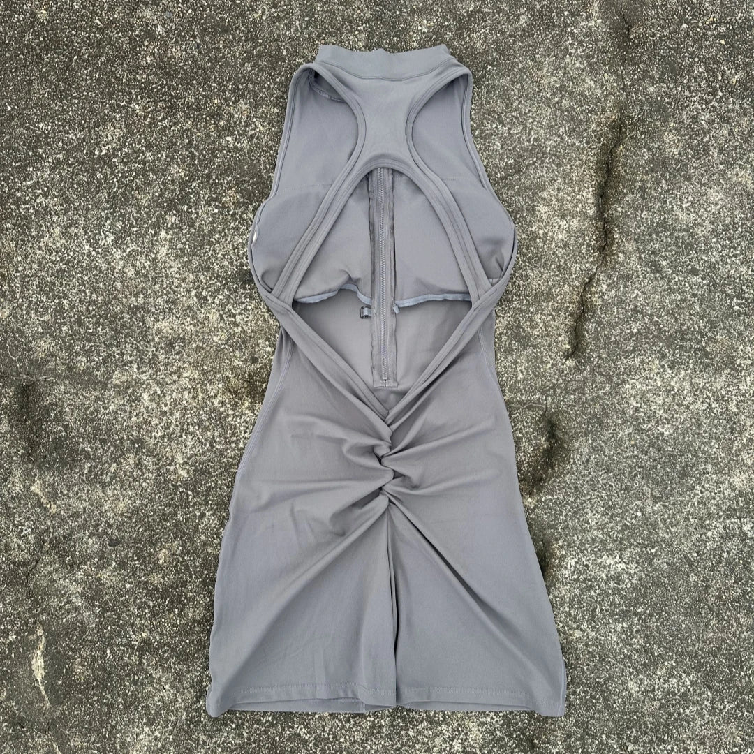 Women's Yoga Jumpsuit Set - Scrunch Back Zipper Gym Sportswear