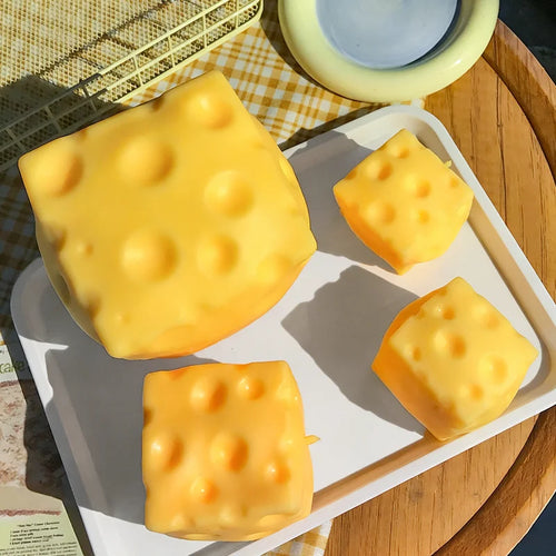 Squishy Cheese Block Squeeze Toy – Slow Rise Stress Relief Fidget