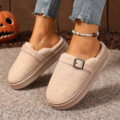 Plush Platform Slippers – Women's Fuzzy Indoor House Shoes