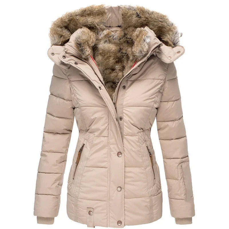 Women's Quilted Puffer Parka – Faux Fur Hood Winter Coat