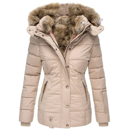 Women's Quilted Puffer Parka – Faux Fur Hood Winter Coat