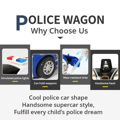 Blue Police Car Transform Robot Toy for Kids – One-Button Deformation