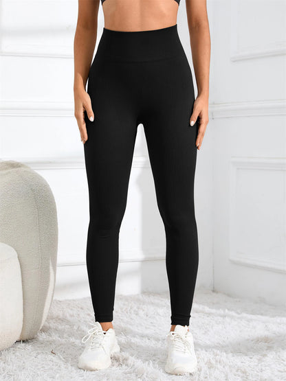 High Waist Seamless Ribbed Yoga Leggings – Women's Sportswear Tights