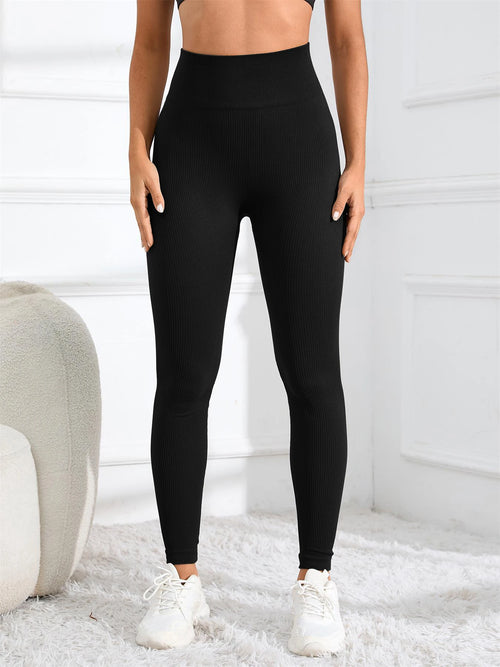 High Waist Seamless Ribbed Yoga Leggings – Women's Sportswear Tights
