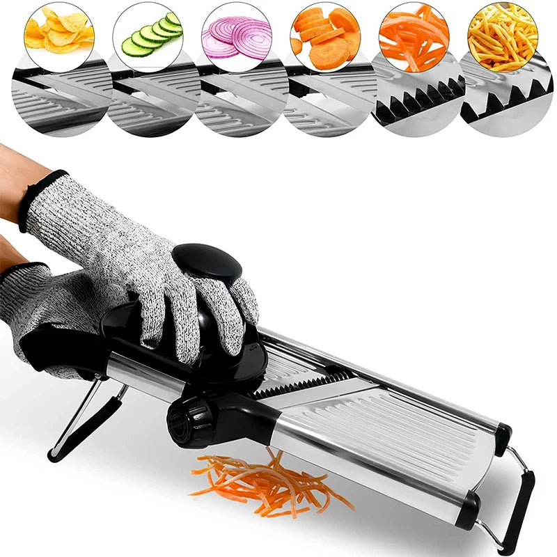 Adjustable Mandoline Slicer – Stainless Steel Vegetable & Fruit Cutter