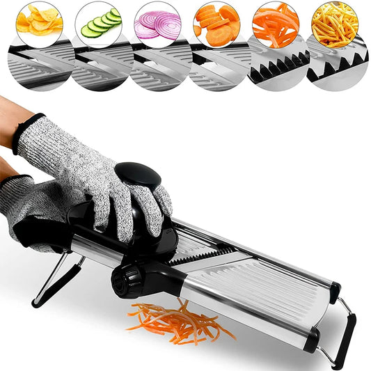 Adjustable Mandoline Slicer – Stainless Steel Vegetable & Fruit Cutter
