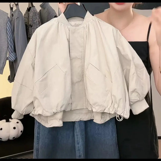 Kids' Korean Oversized Bomber Jacket – Loose Zip-Up Coat for Boys & Girls