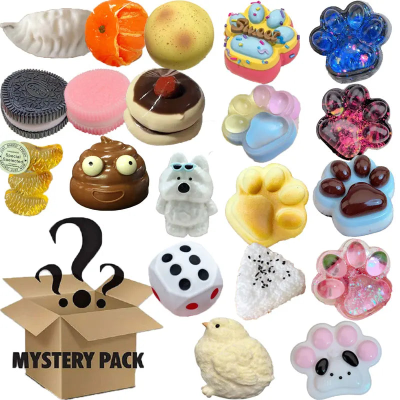 Mystery Squishy Fidget Toy – Kawaii Cat Paw & Food Surprise