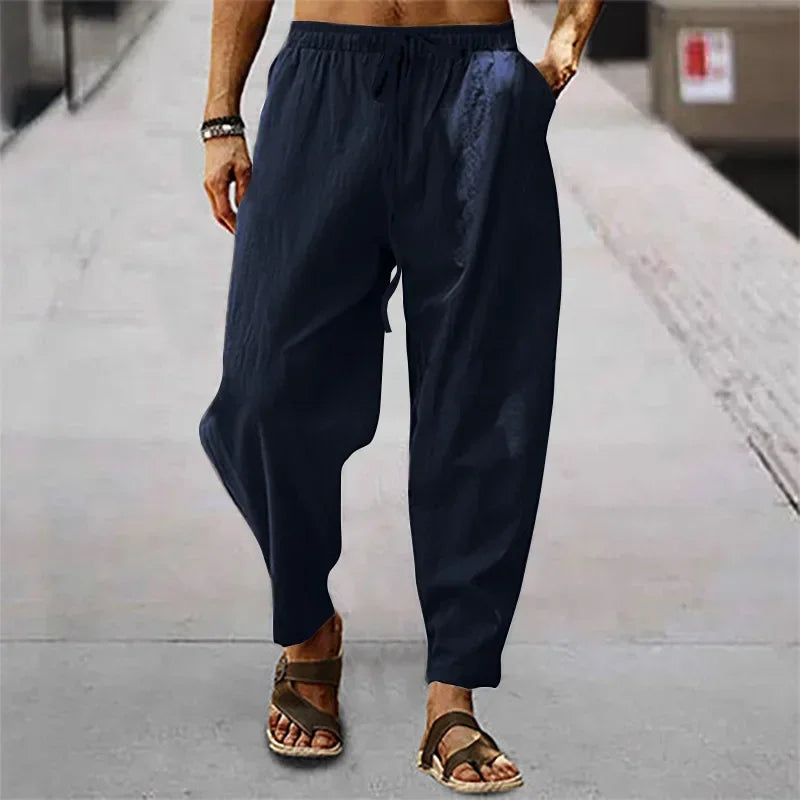 Men's Cotton Linen Straight Leg Pants – Lightweight Casual