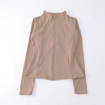 Women's Zip-Up Sports Jacket – Slim Fit Windbreaker with Thumb Holes