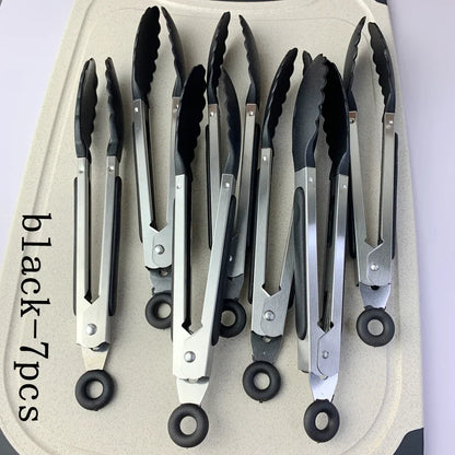 Stainless Steel Kitchen Tongs with Non-Slip Silicone Tips – Heat-Resistant BBQ & Cooking Tongs