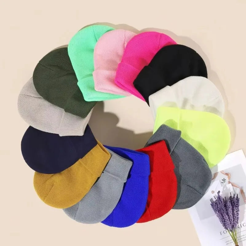 Knit Beanie Hat Warm Stretch Crochet Cap for Women & Men