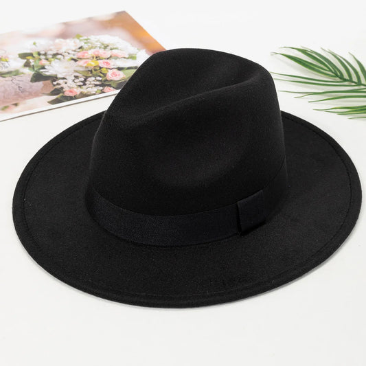 Wide Brim Wool Jazz Fedora Hat – Unisex Autumn Winter Style