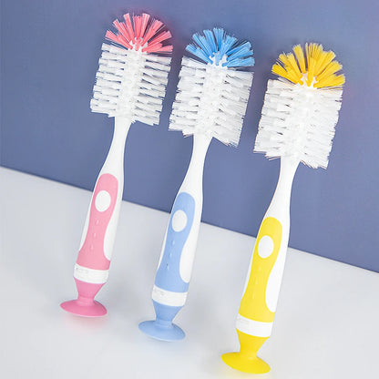 Baby Bottle Cleaning Brush Set – 2-in-1 Nylon with Suction Stand