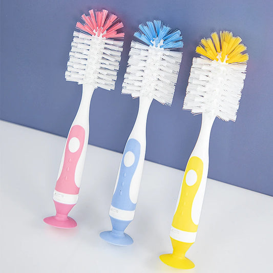 Baby Bottle Cleaning Brush Set – 2-in-1 Nylon with Suction Stand