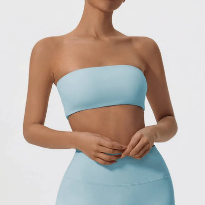 Women's Strapless Sports Bra – Seamless Bandeau Tube Top