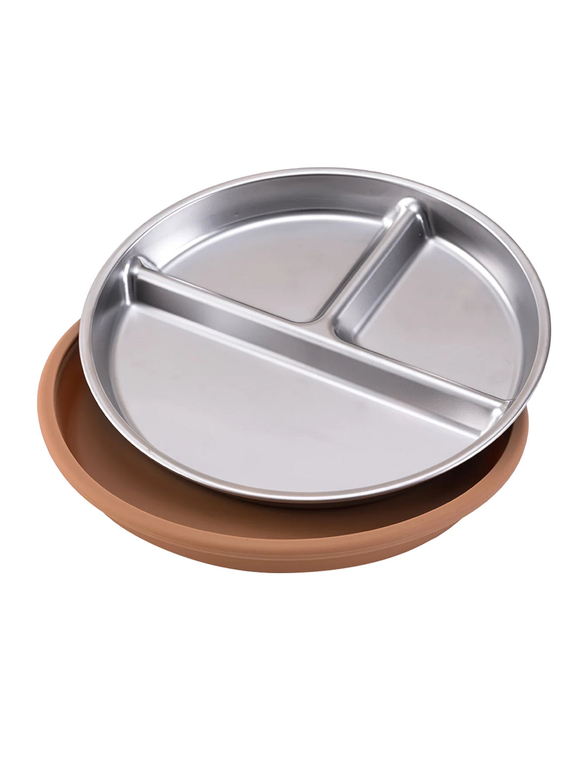 Baby Suction Divided Plate – Stainless Steel with Silicone Base