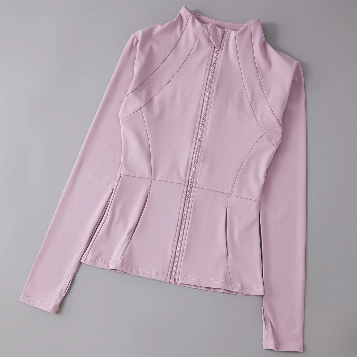 Women's Zip-Up Sports Jacket – Slim Fit Windbreaker with Thumb Holes