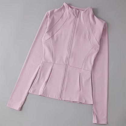 Women's Zip-Up Sports Jacket – Slim Fit Windbreaker with Thumb Holes