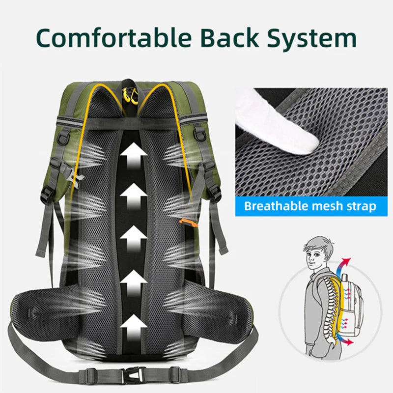 50L Hiking Backpack with Rain Cover – Waterproof Outdoor Travel Bag