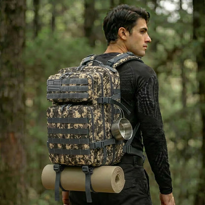 45L Tactical Backpack – MOLLE Large Capacity Camping & Travel Bag
