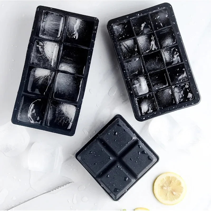 Large Silicone Ice Cube Tray – Multiple Grid Sizes & Colors
