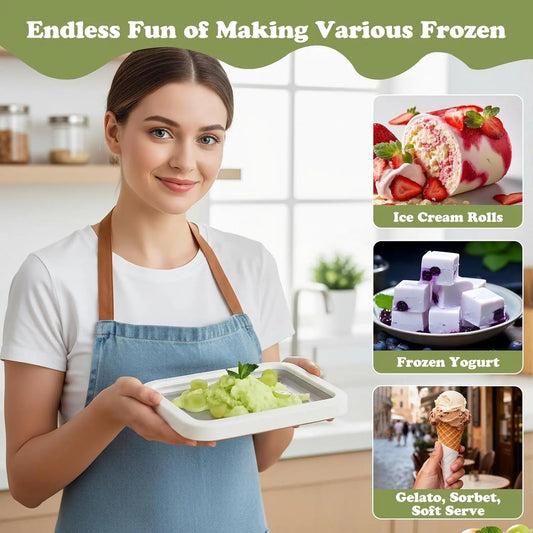 Ice Cream Roll Maker – DIY Stainless Steel Cold Plate with Spatulas