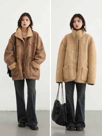 Women's Reversible Suede Sherpa Jacket