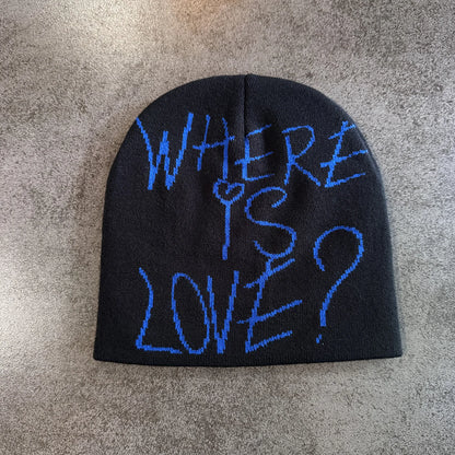 Y2K Letter Print Knit Beanie Hat – Unisex Winter Cap