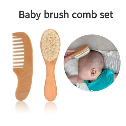 Baby Beech Wood Comb & Brush Set – 2 Piece Gift Set