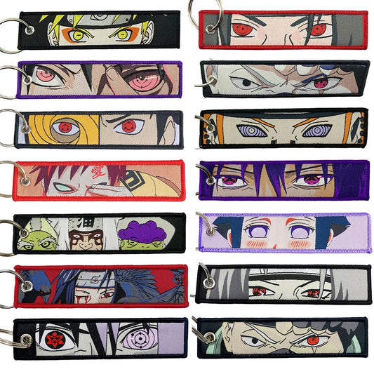 Anime Embroidered Keychain – Cartoon Character Key Tag for Cars & Motorcycles