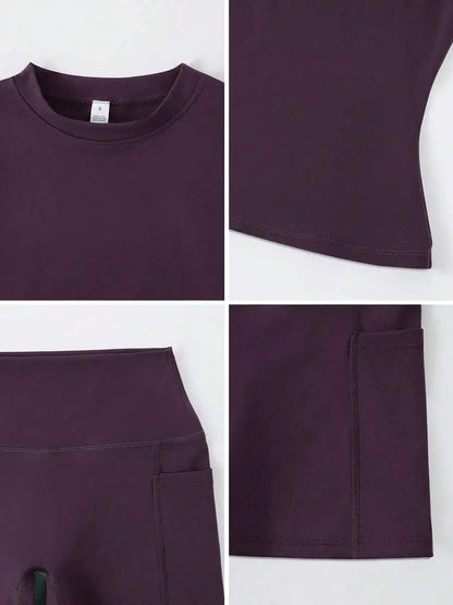Women's 2-Piece Crop Top & High-Waist Tummy Control Shorts Set