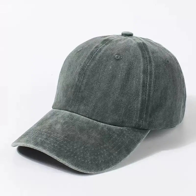 Retro Denim Baseball Cap – Solid Color Adjustable Sun Hat