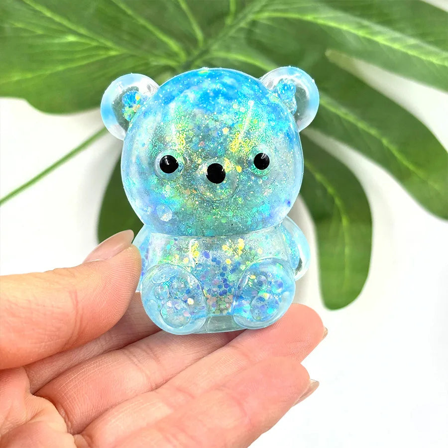 Glitter Bear Squishy Toy – Slow Rise Stress Relief Squeeze Toy